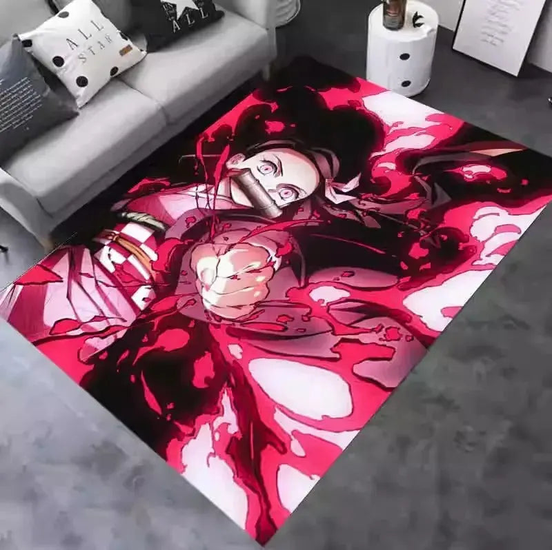 Rug featuring Nezuko Kamado in full color on a soft microfiber surface