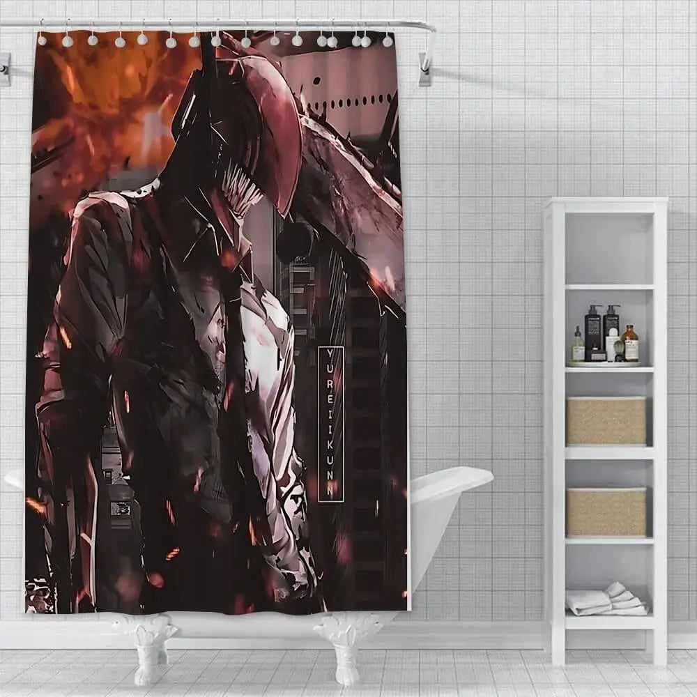 Bold Chainsaw Man decor – Denji shower curtain