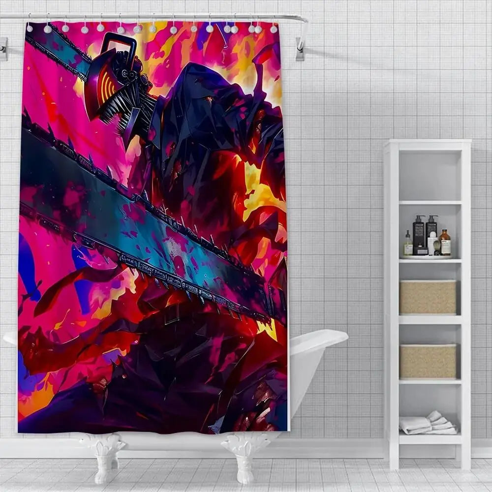 Waterproof polyester bathroom curtain featuring Denji