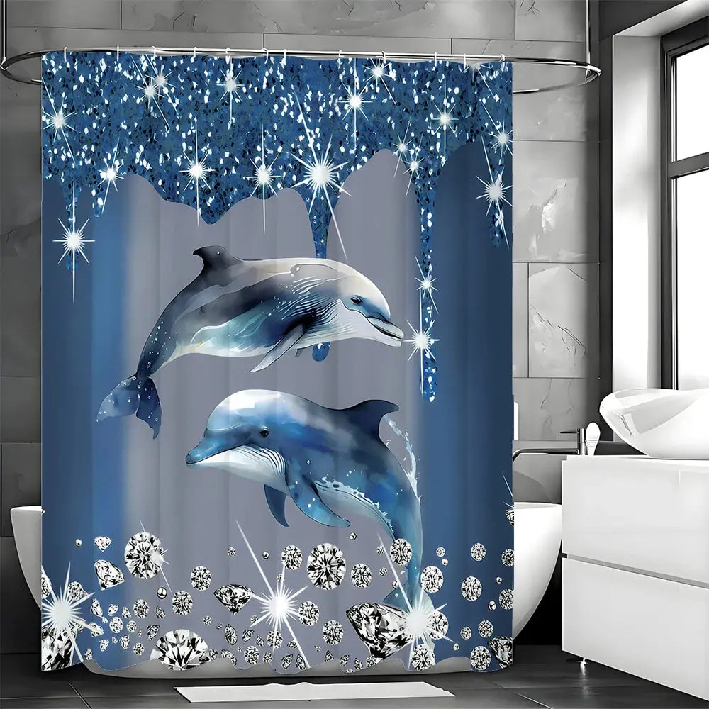 Diamond Dolphin Shower Curtain My Store