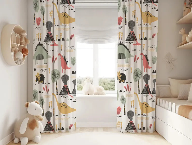 Dinosaur Print Curtains: Playful Prehistoric Nursery Decor