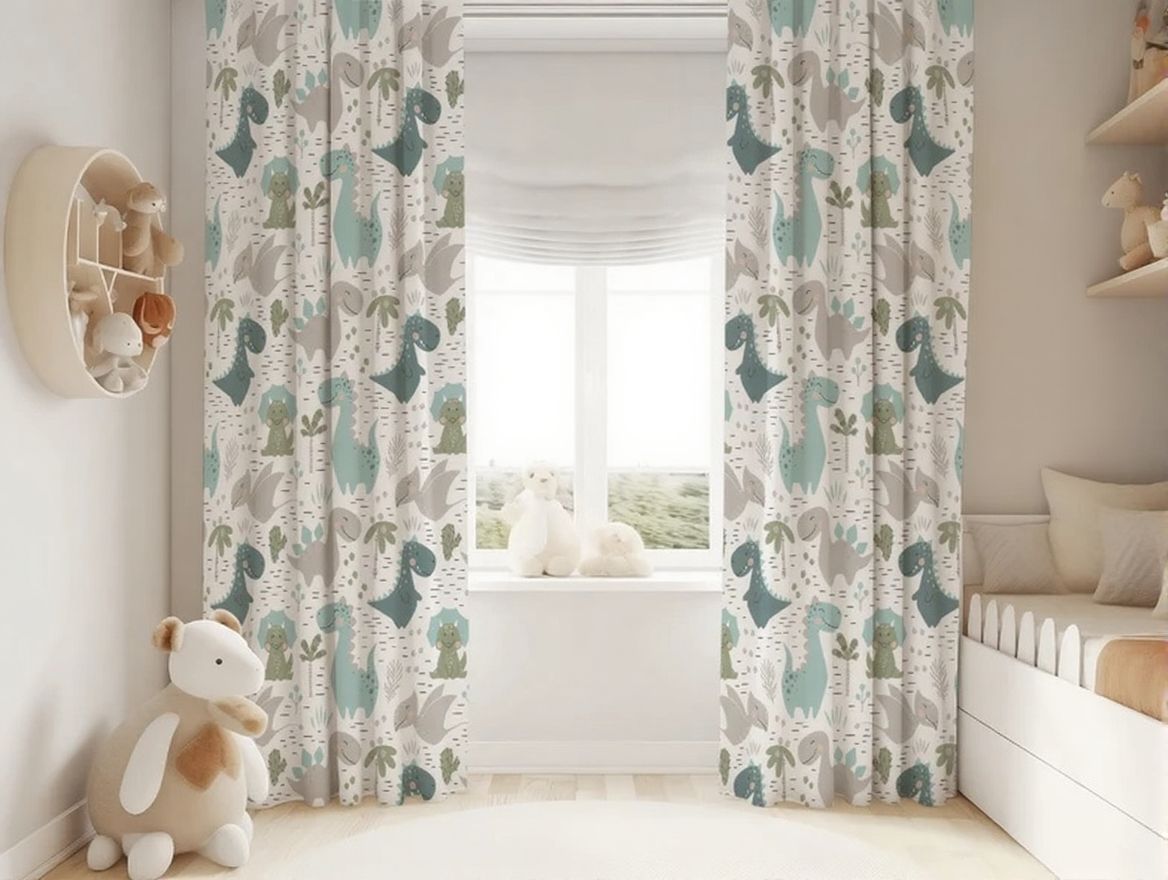 Dinosaur Window Curtains, Dinosaur Nursery Curtains, Baby Boy Nursery Curtains, Blackout Curtains Nursery, Dinosaur Decor, Dinosaur Bedroom
