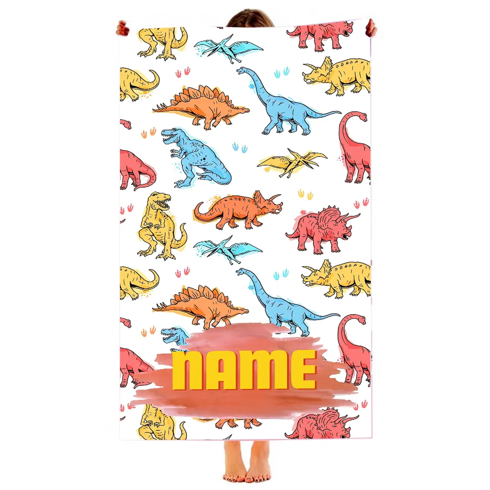 Dinosaurs Personalized Beach Towel for childrens