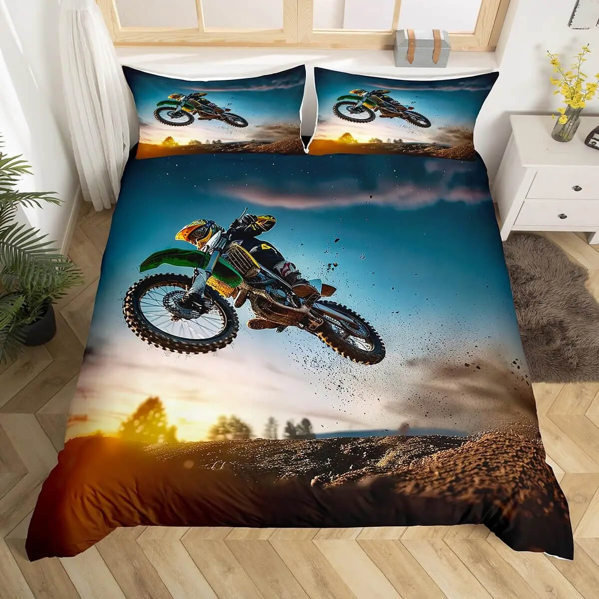 Motocross rider microfiber duvet cover