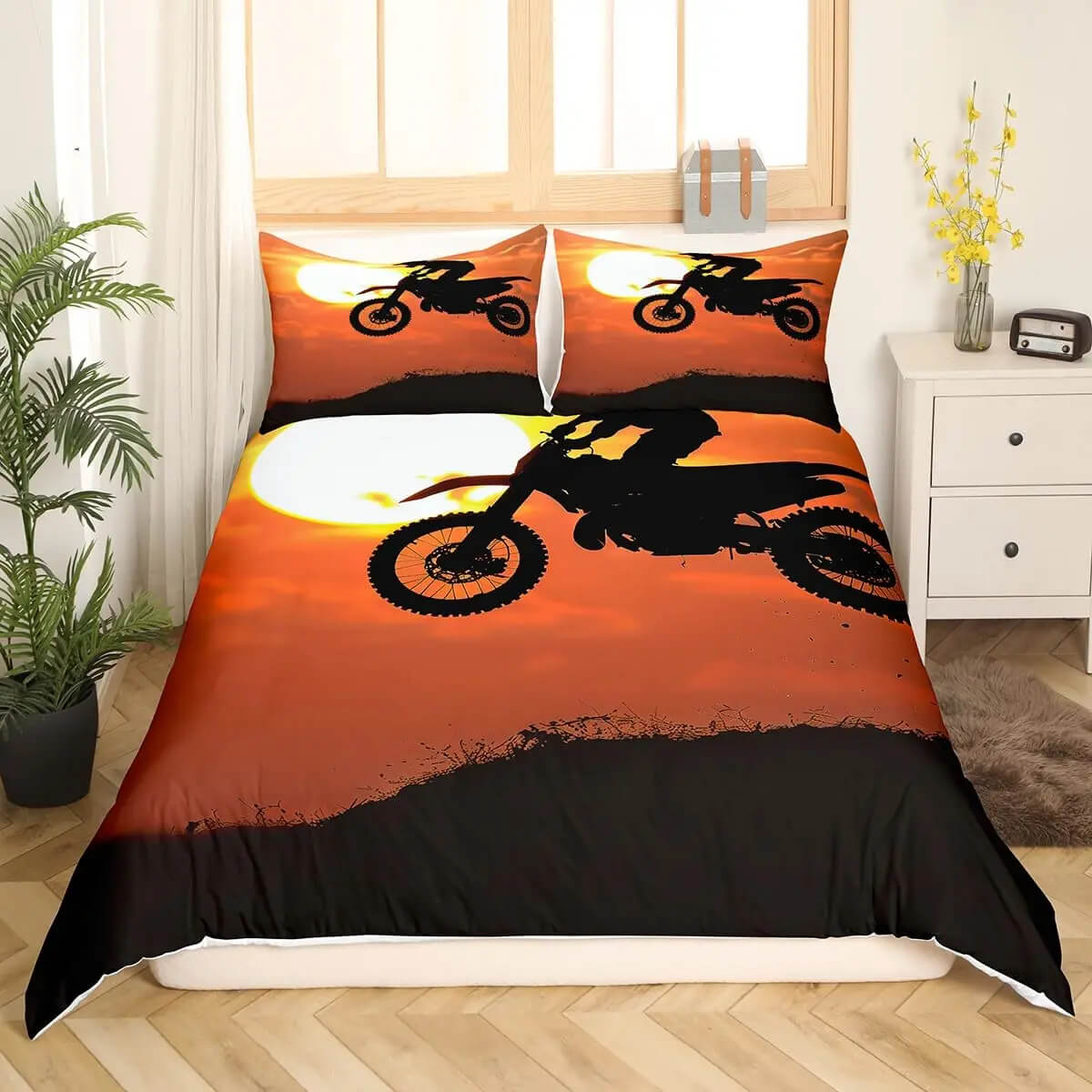Motocross rider duvet cover bedroom decor