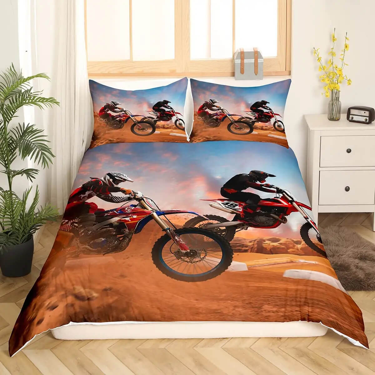 Motorbike themed bedding for teens