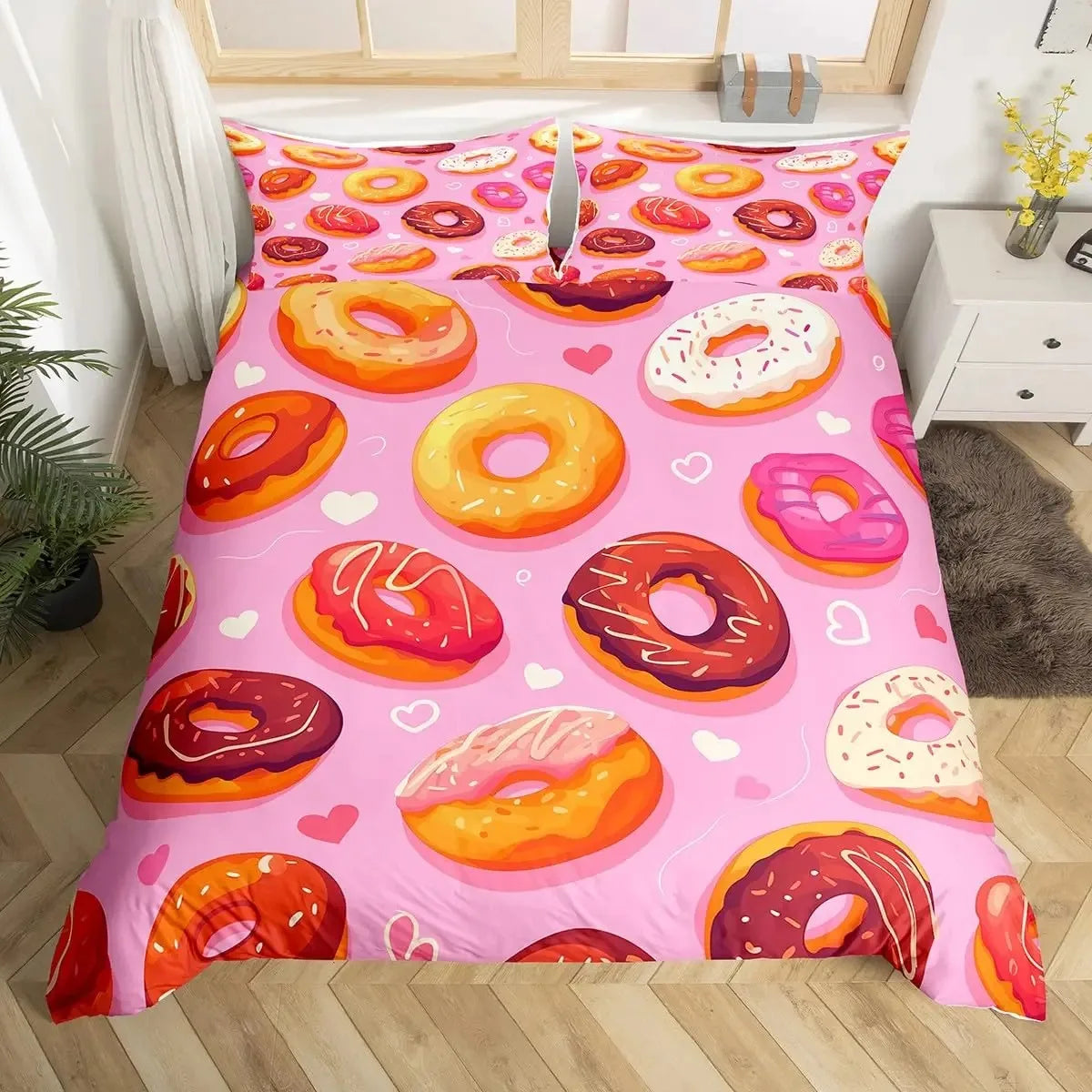 donut dessert bedding vibrant print