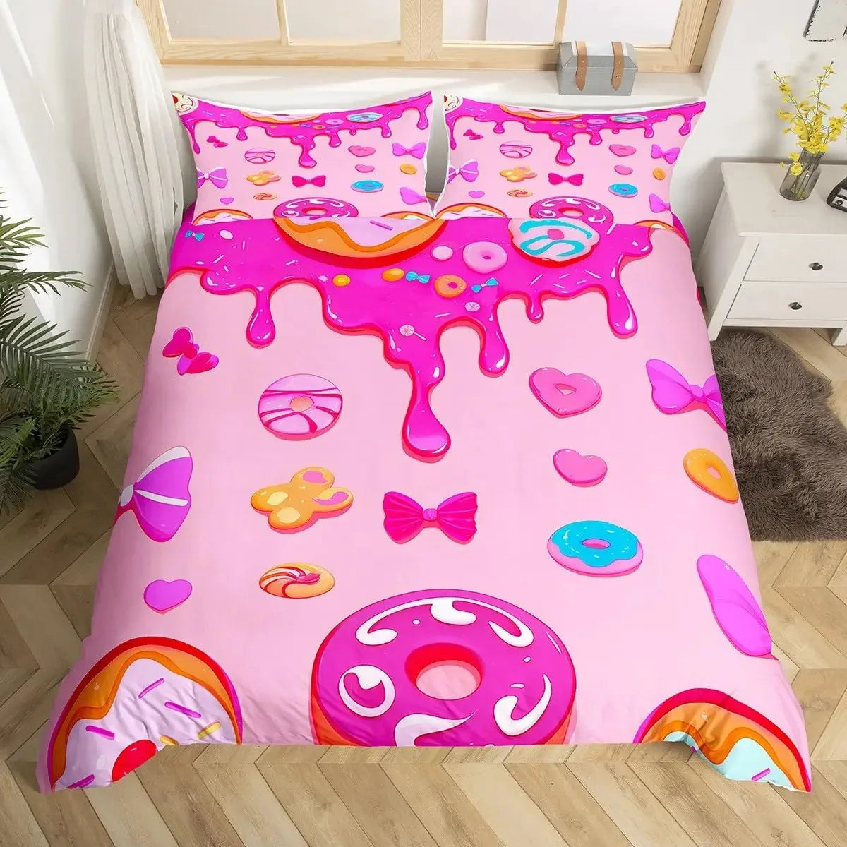 pink donut doona cover