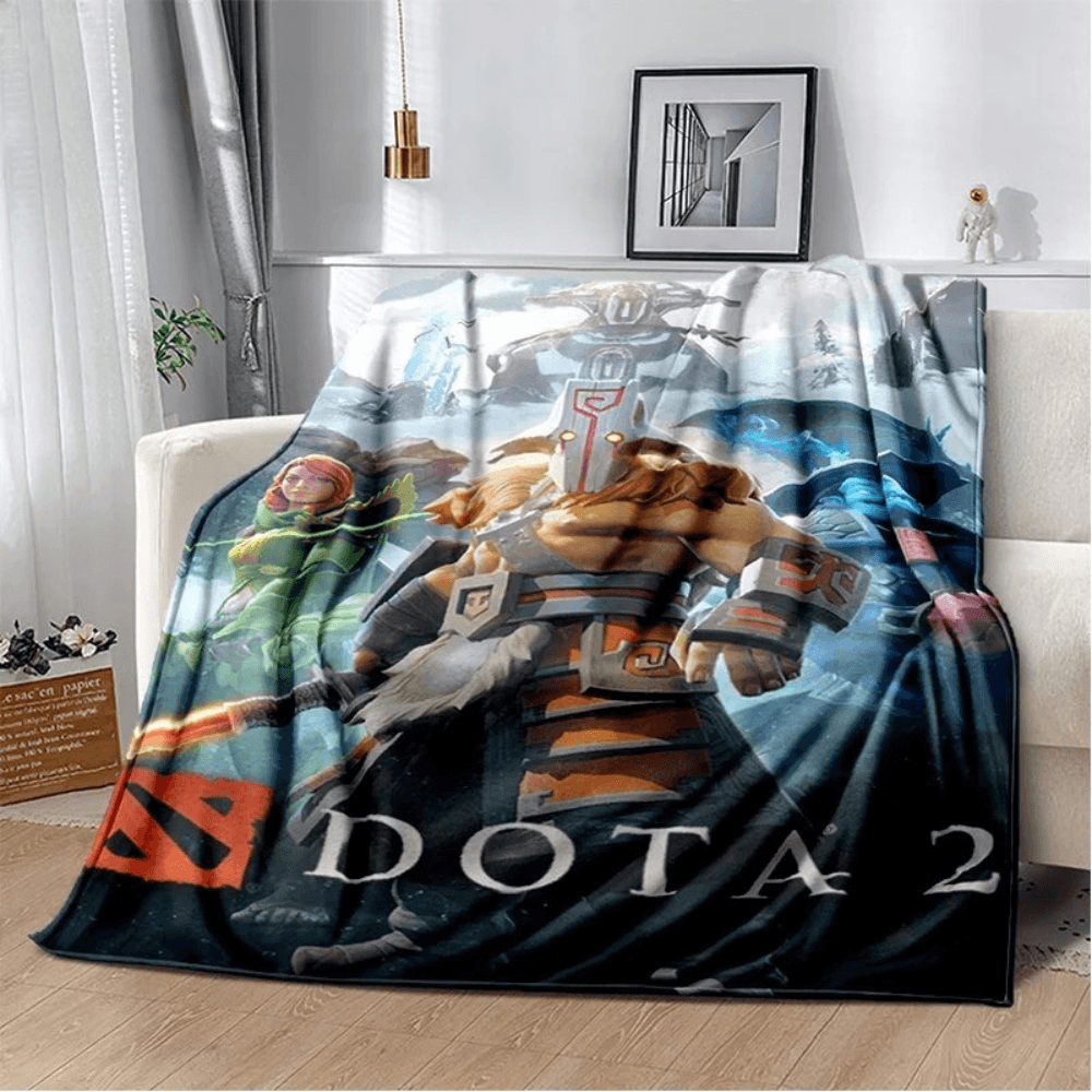 Cozy gaming blanket featuring Dota 2 heroes