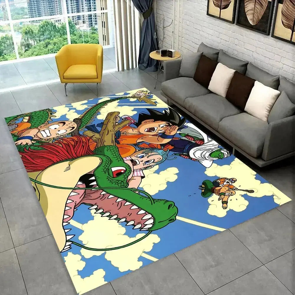 Goku anime floor carpet with 3D print for kids bedroom or playroom