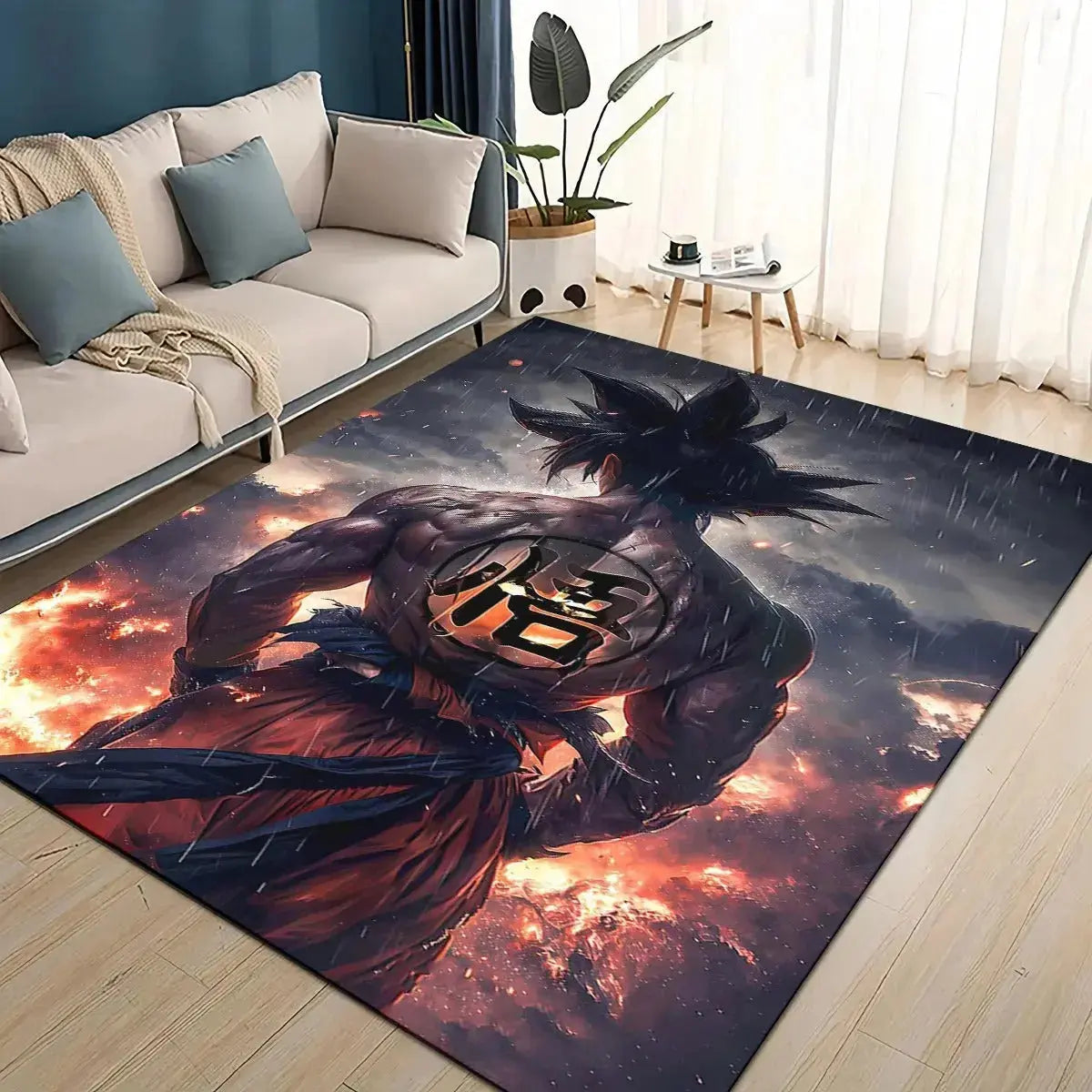 3D Goku soft plush carpet for anime-themed room decoration