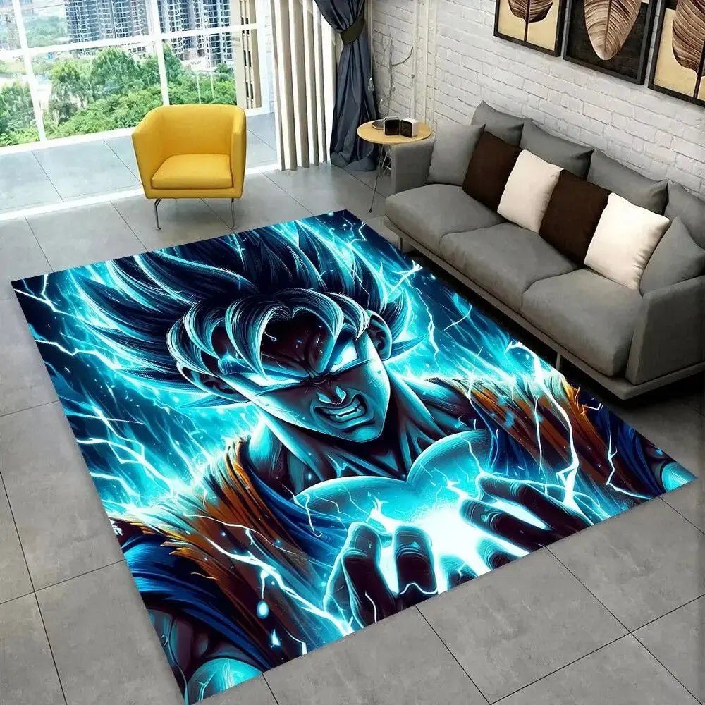 Goku flannel anime runner mat for cozy indoor floor decoration