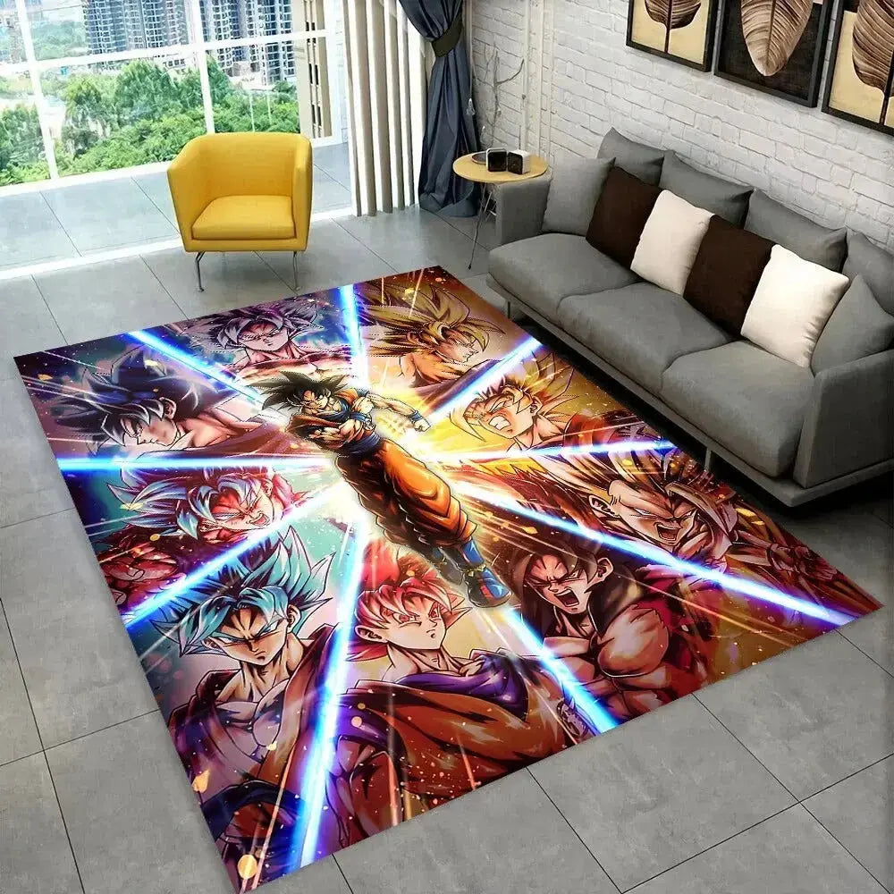 Goku action pose home textile floor cover for kids room or dorm