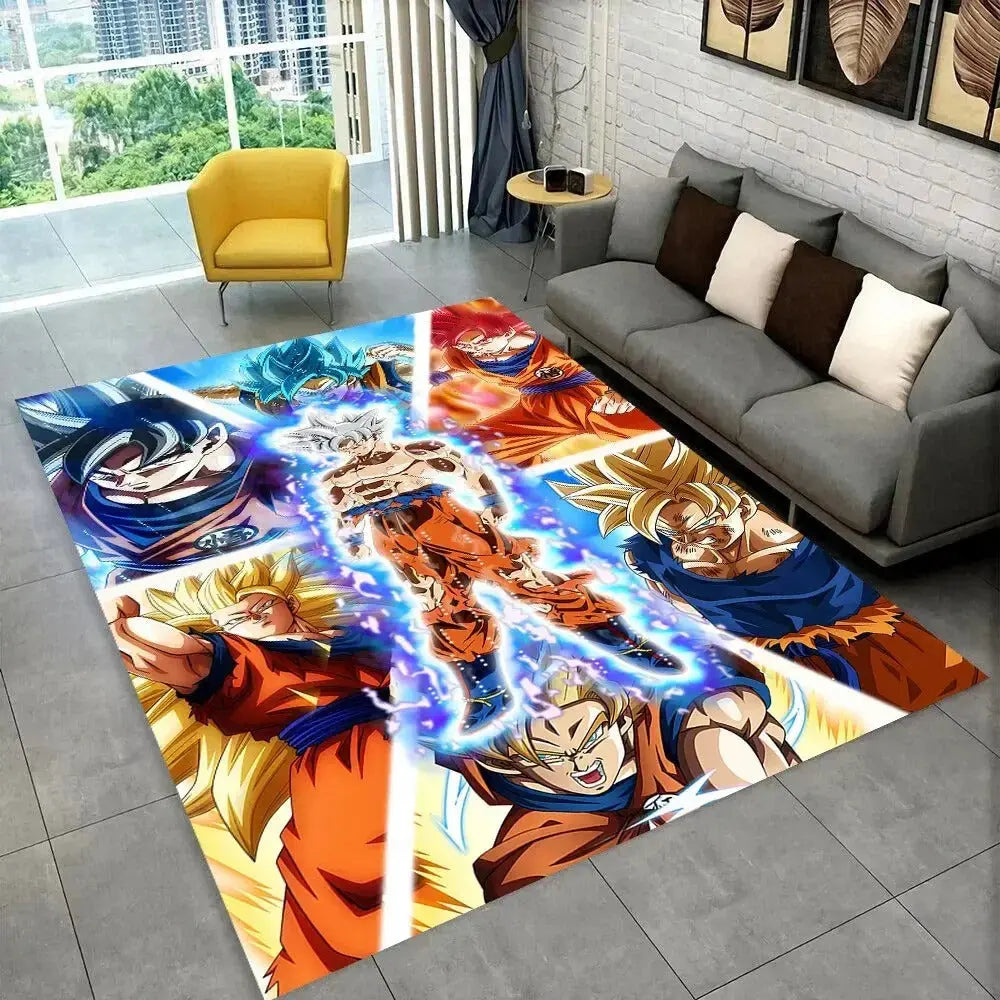 Cartoon Non-Slip Area Mat featuring Goku carpet, area mat, floor cover, plush throw, anime runner