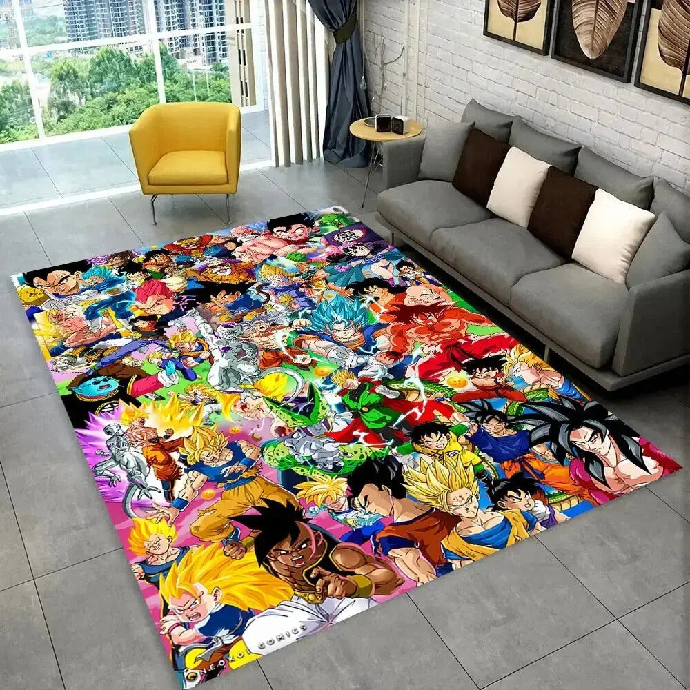  Vibrant Dragon Ball Z anime runner rug with all Saiyan warriors