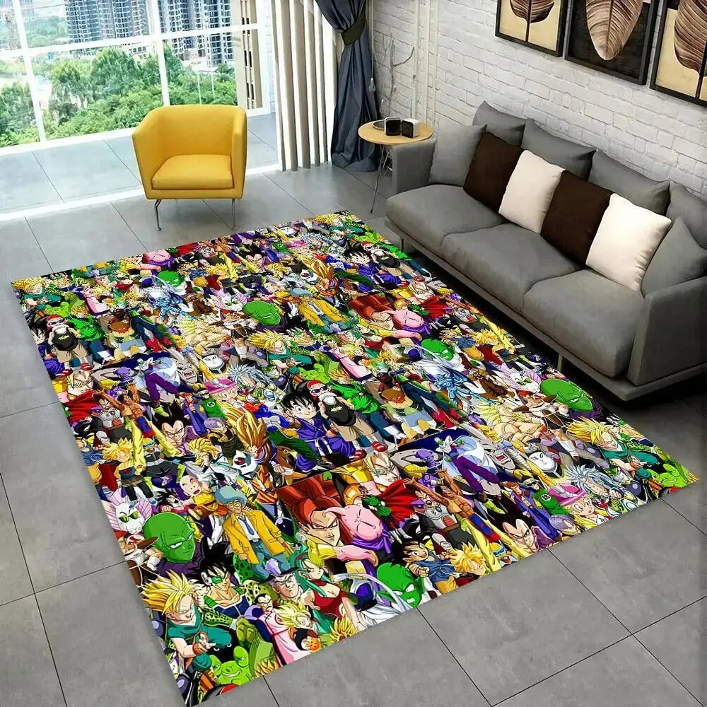 Dragon Ball Z anime floor mat for sofa area or kids’ anime-themed space