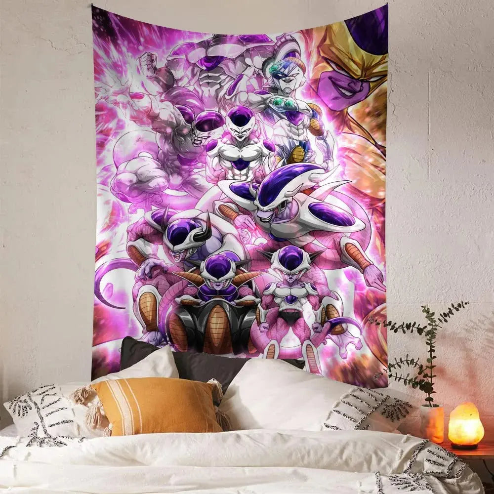 Frieza anime wall tapestry with cosmic background

Dragon Ball Z villain decor featuring Frieza

Frieza final form digital print wall hanging

Bold anime tapestry for DBZ fans

Frieza character wall art for gaming or dorm rooms