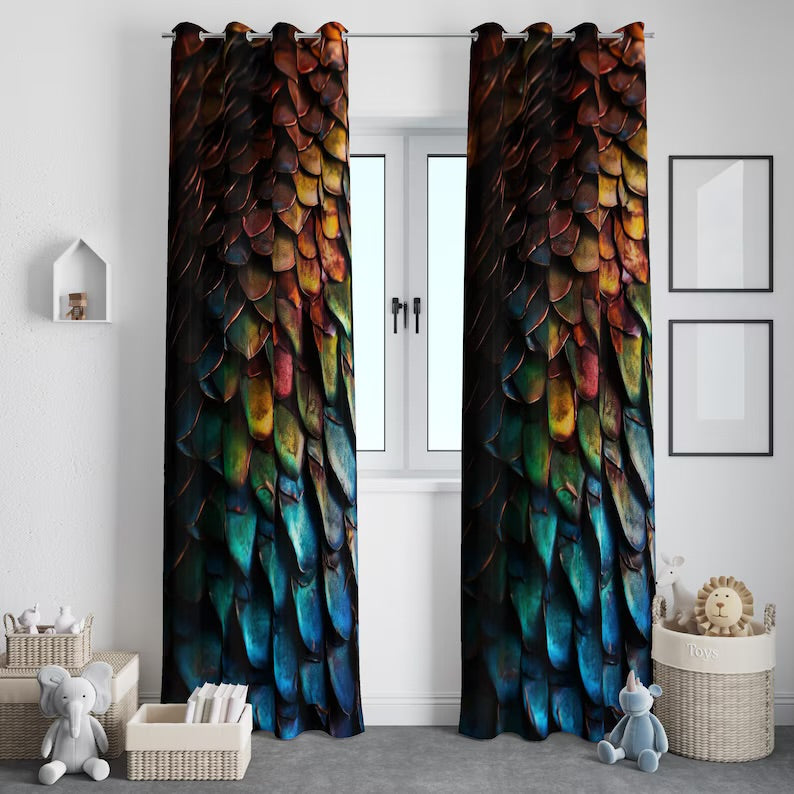 Dragon Scales Curtain: Metallic Shimmering Drapery