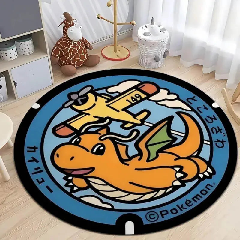 Soft round rug with non-slip base placed in a cozy living room