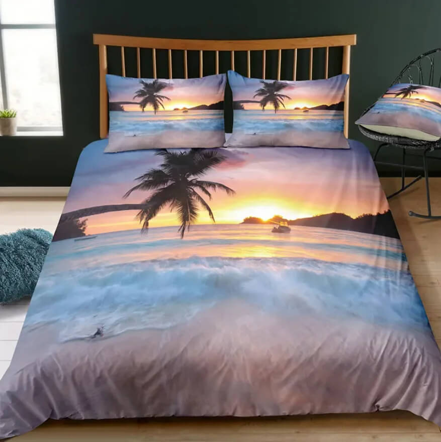 Summer tropical beach duvet cover set for bedroom