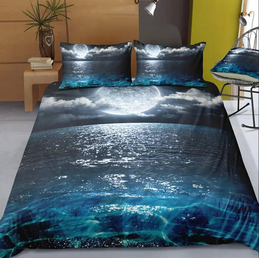Modern beach themed 3D duvet cover for cozy bedrooms