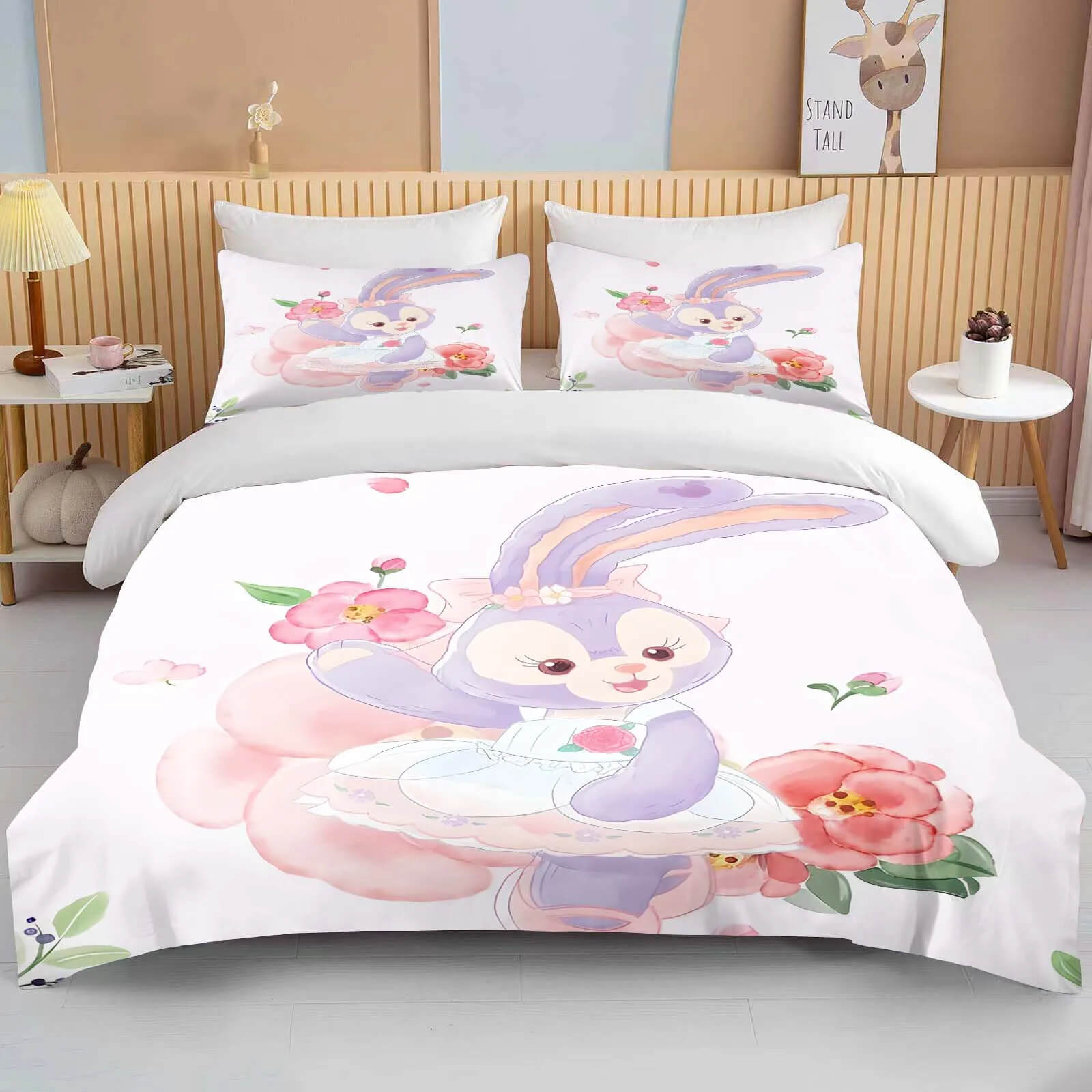 Adorable Duffy and Friends duvet cover for dorm rooms