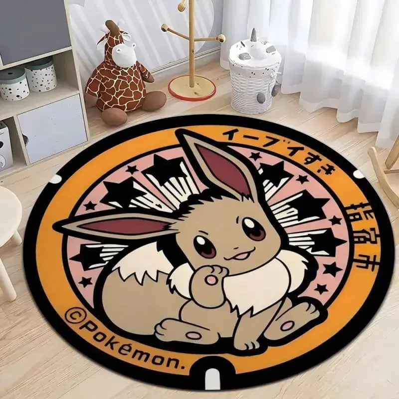 Soft round rug with non-slip base placed in a cozy living room