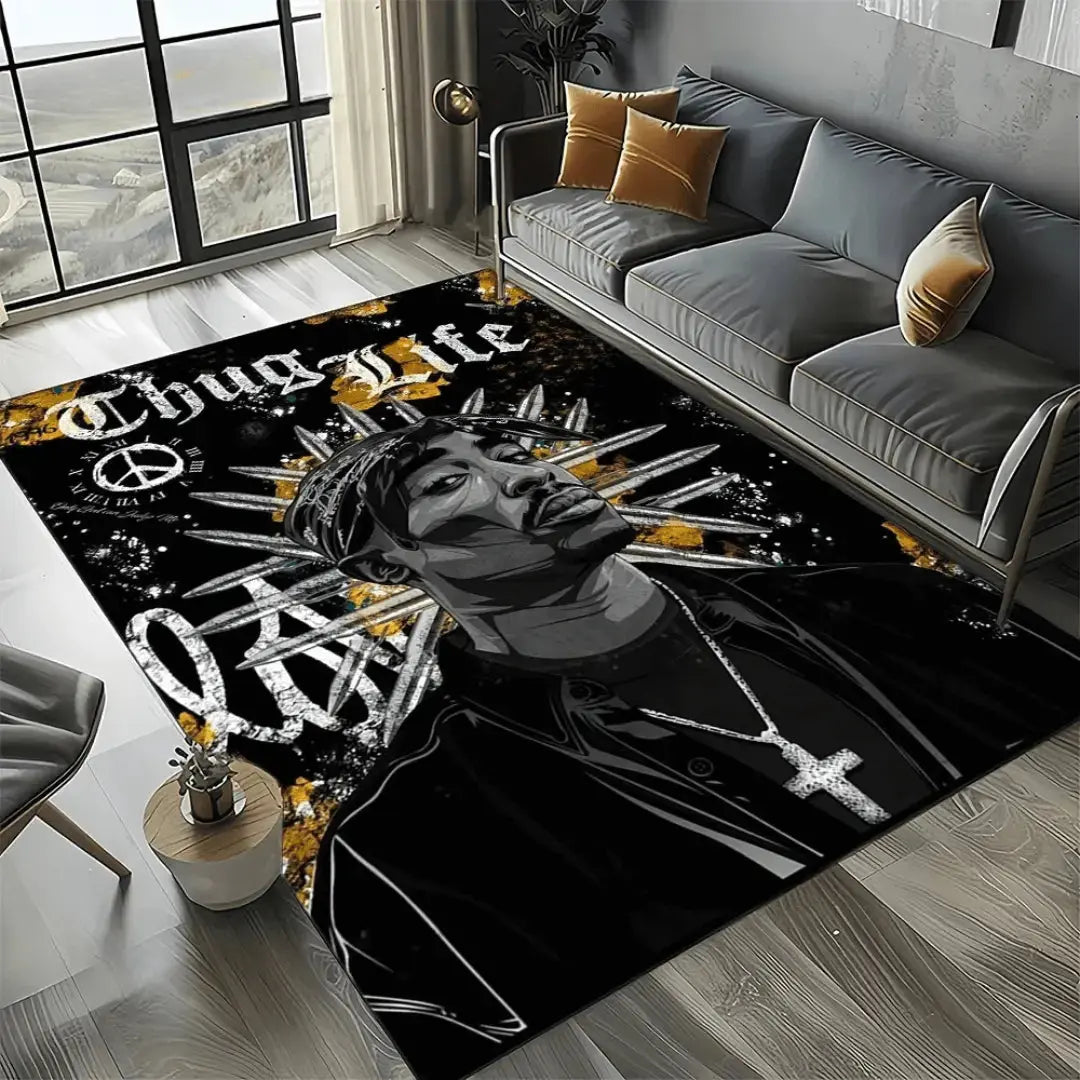 Non-slip floor mat for rap music lovers Tupac
