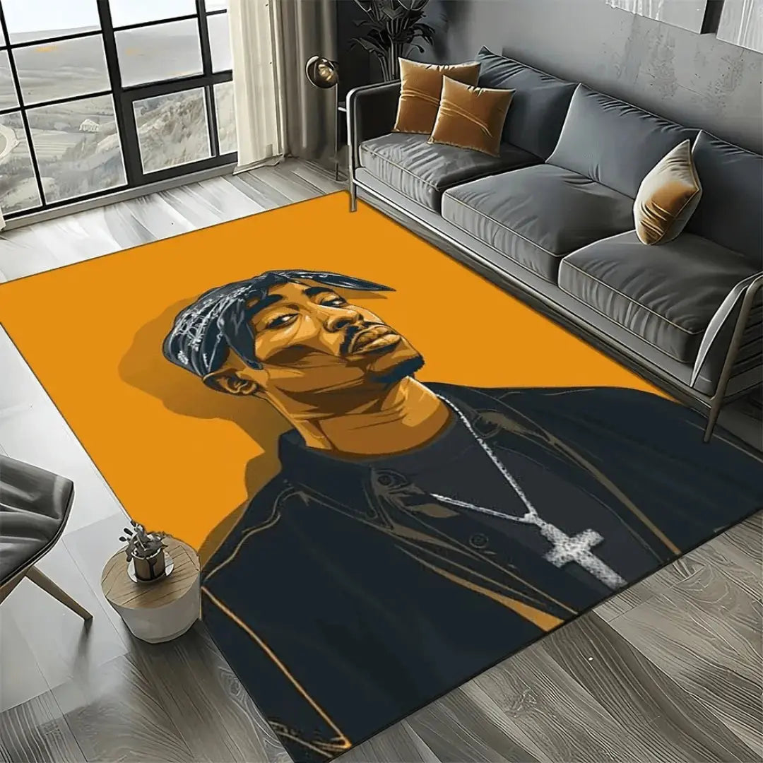 Rap culture inspired Tupac carpet for modern homes