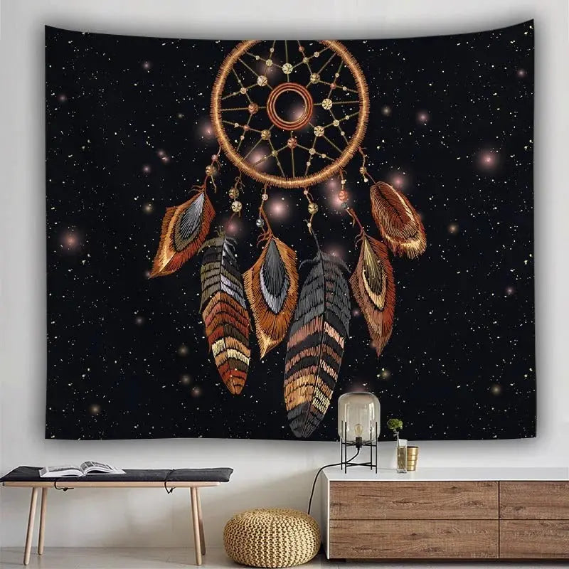 Bohemian feather mandala cloth poster dream catcher print