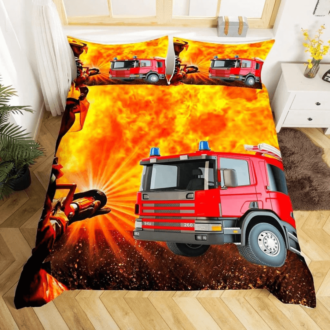 Fire truck doona cover set for boys bedroom
