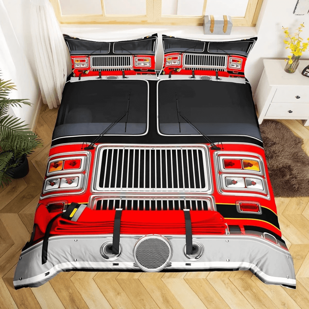 Vehicle themed doona cover with fire truck design