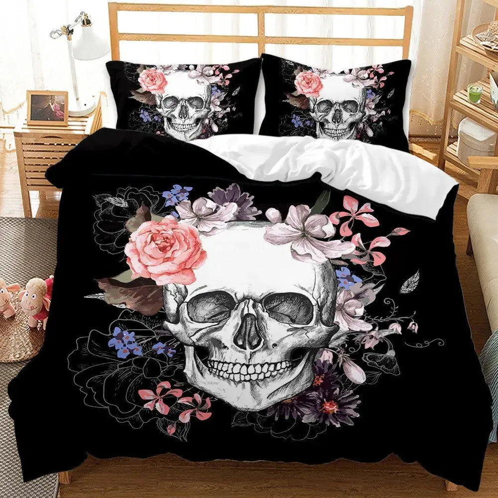 Floral Skull Duvet Cover My Store