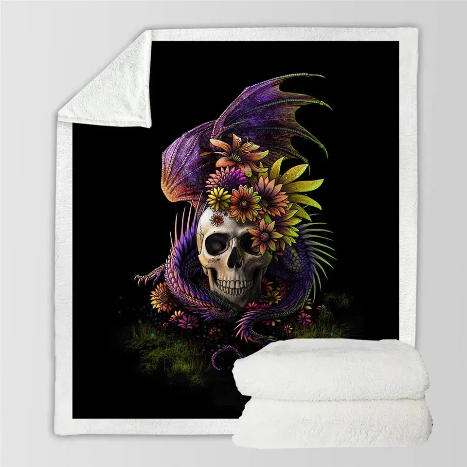 Floral Skull Throw Blanket My Store