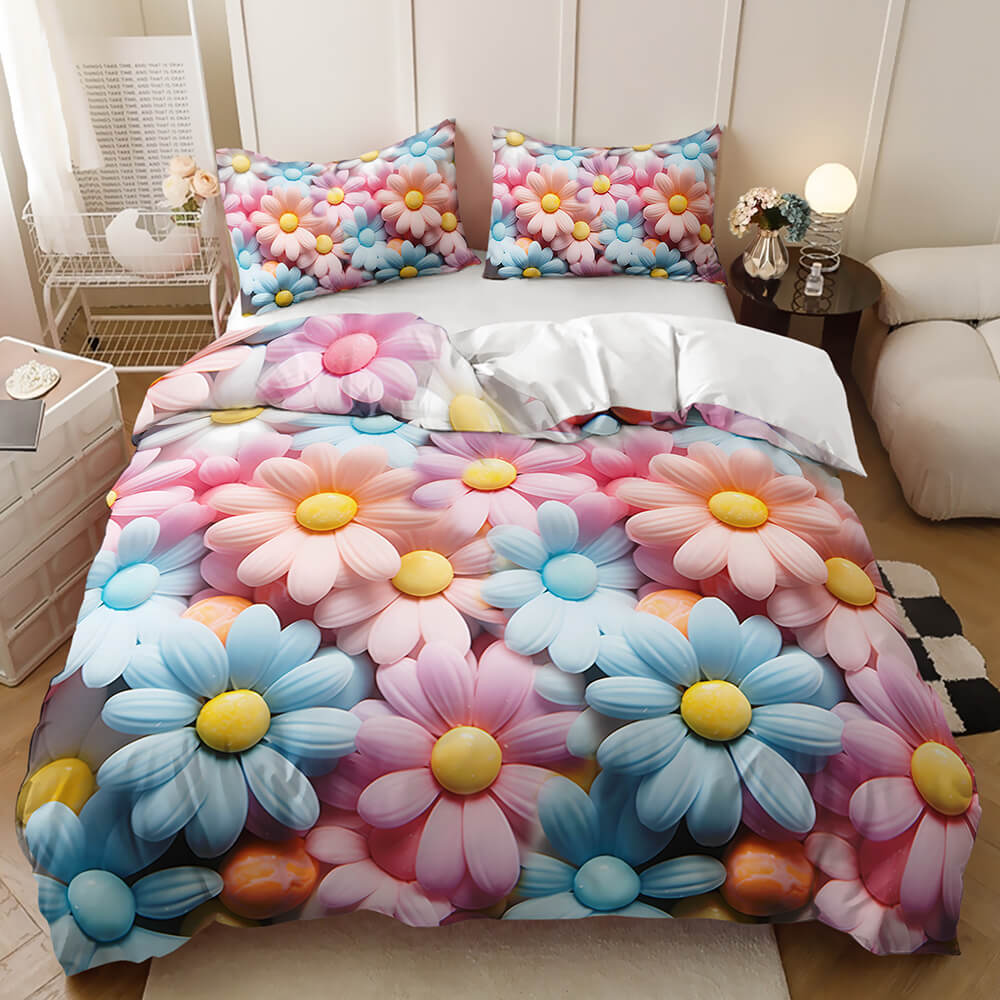 Colorful foliage floral quilt cover set