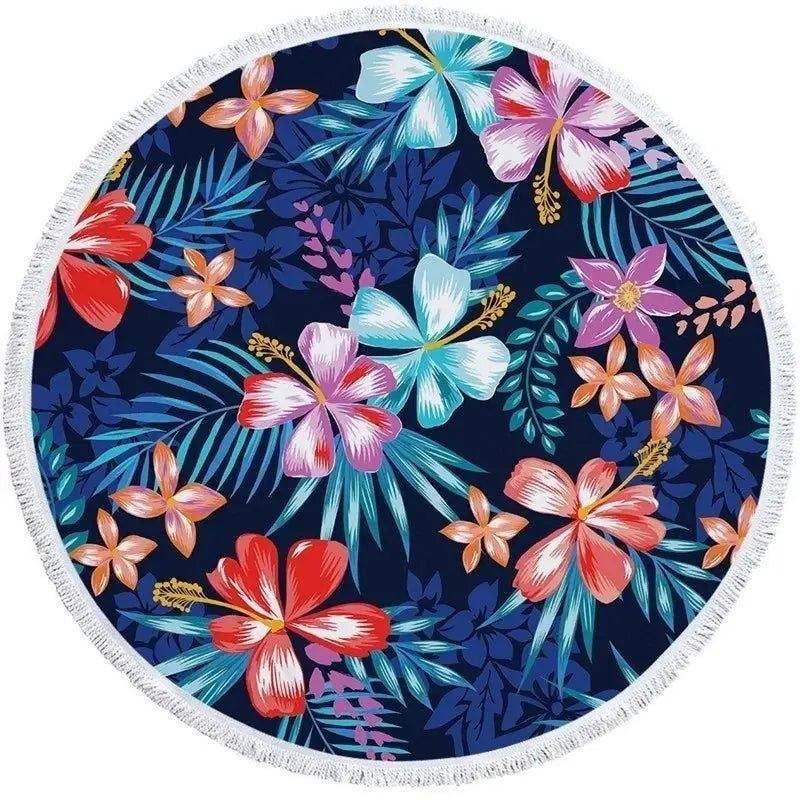 Flowers Round Towel My Store