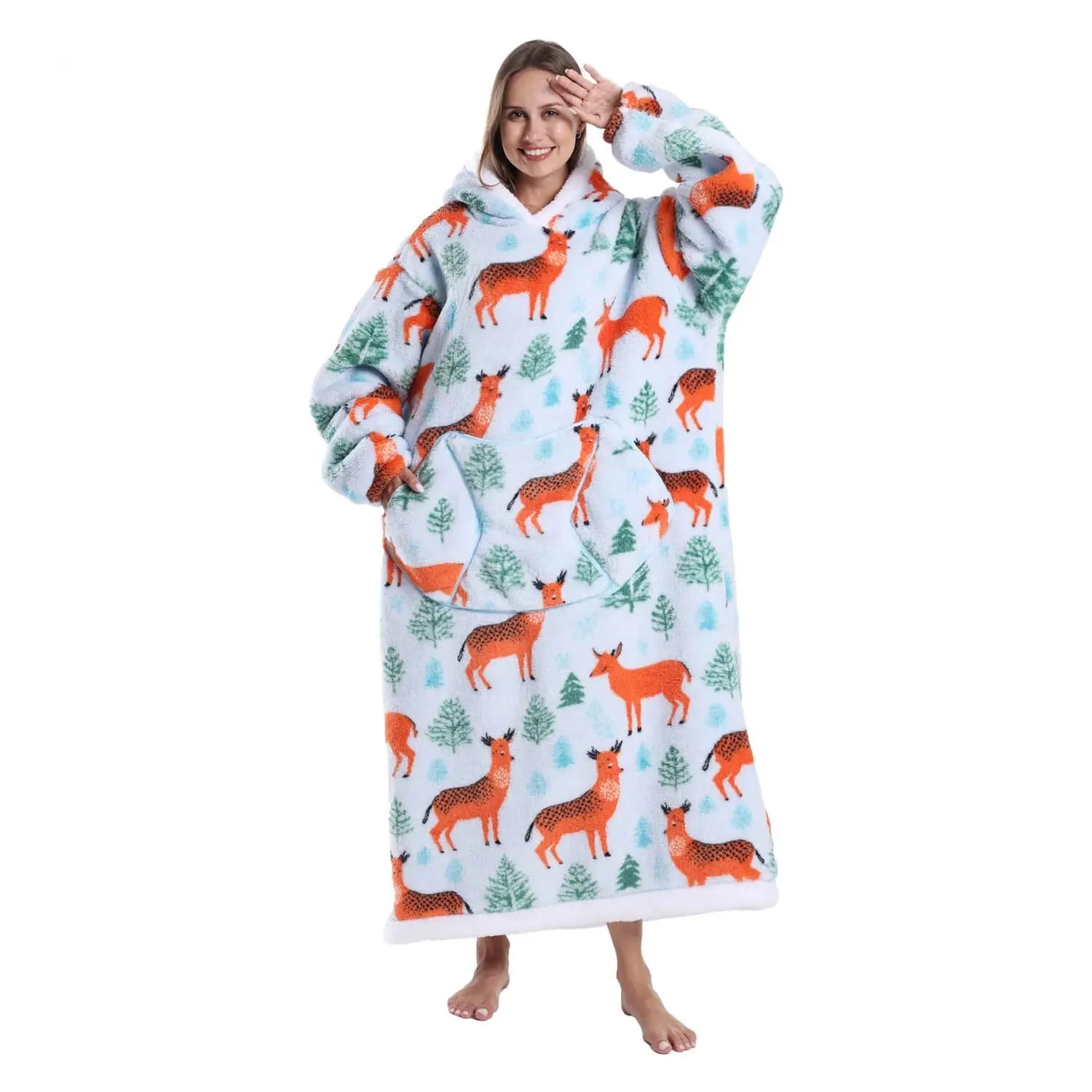 Forest Deer Long Hoodie Blanket