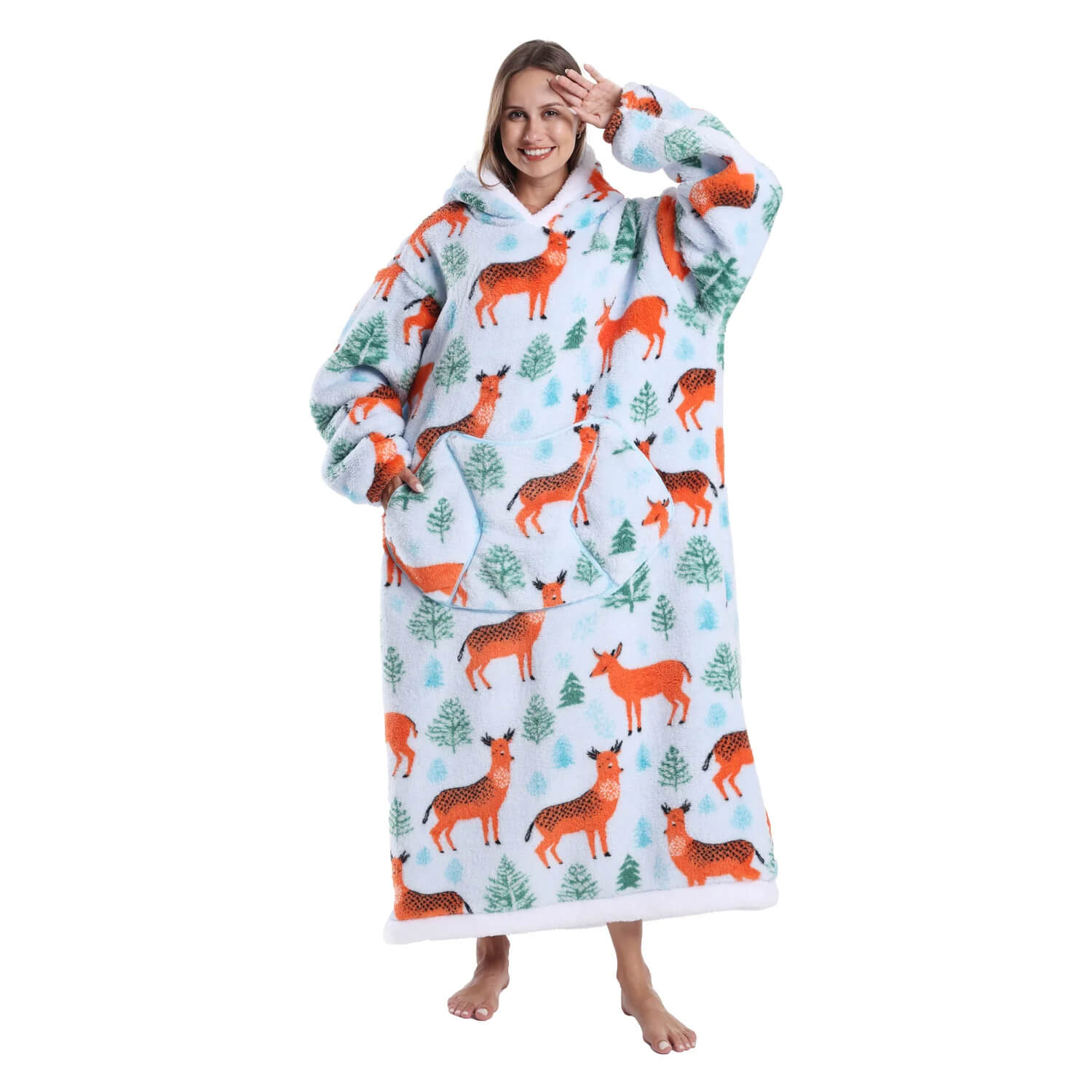 Forest Deer Long Hoodie Blanket