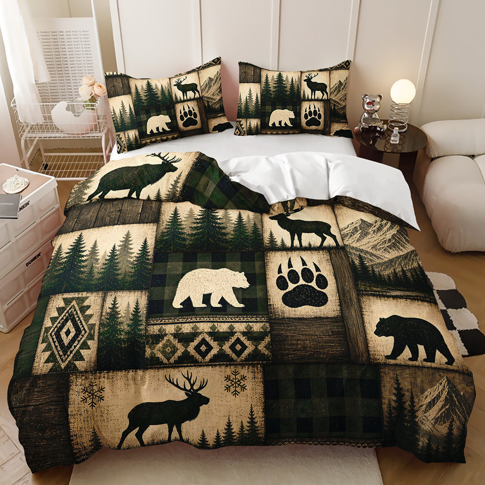 bear deer woodland animal duvet cover