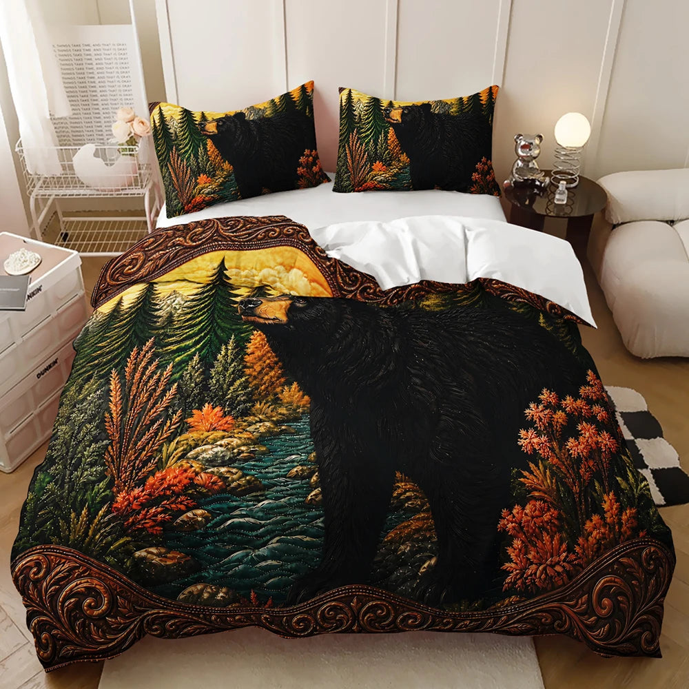 forest wildlife bedding close up