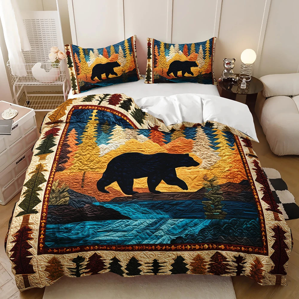 kids forest bear animal quilt cover for kids gift