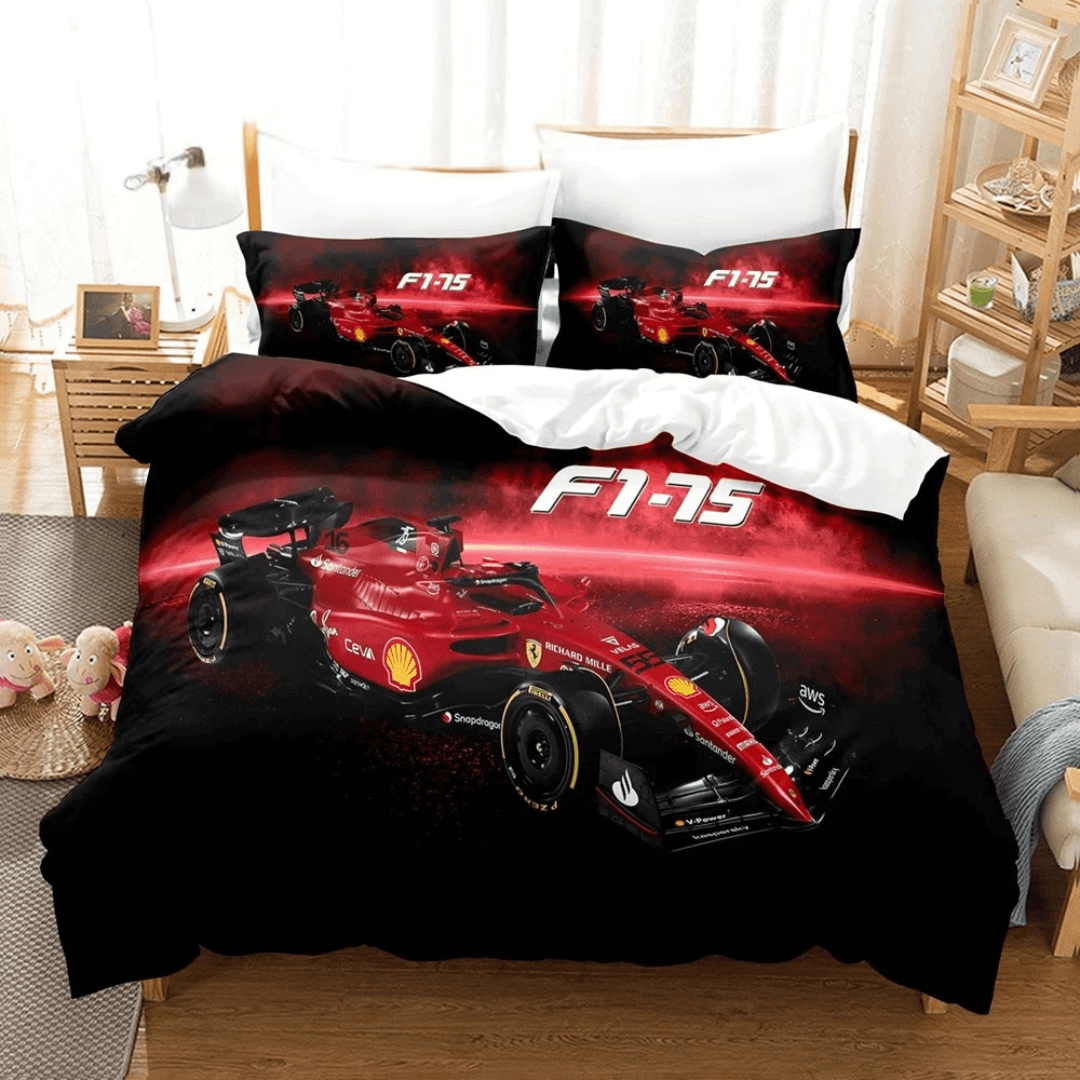 Formula 1 racing car bedding set for kids