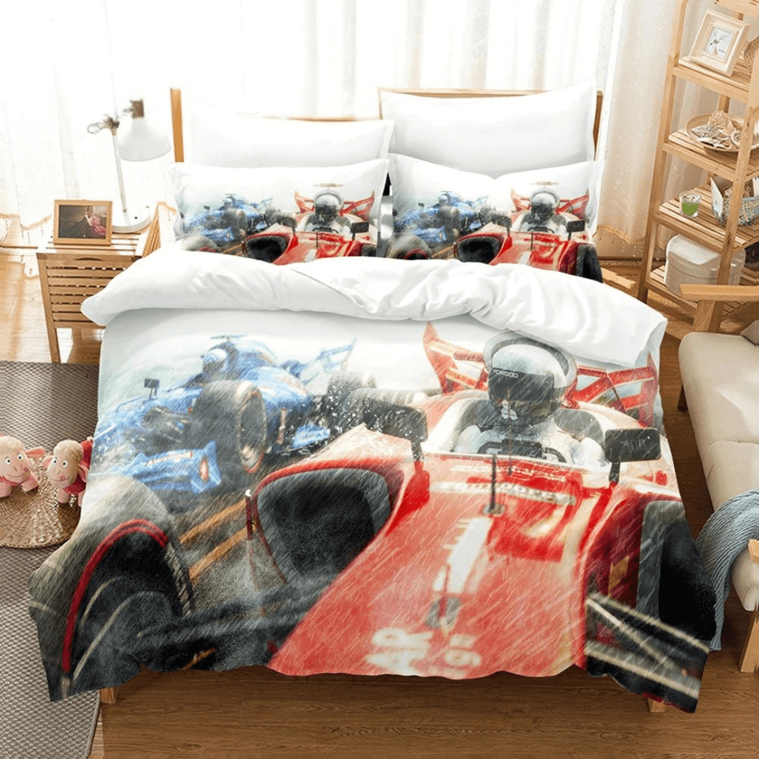 motorsport duvet cover for kids bedroom