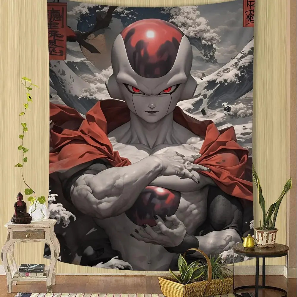 Frieza anime wall tapestry with cosmic background
Dragon Ball Z villain decor featuring Frieza
Frieza final form digital print wall hanging
Bold anime tapestry for DBZ fans
Frieza character wall art for gaming or dorm rooms