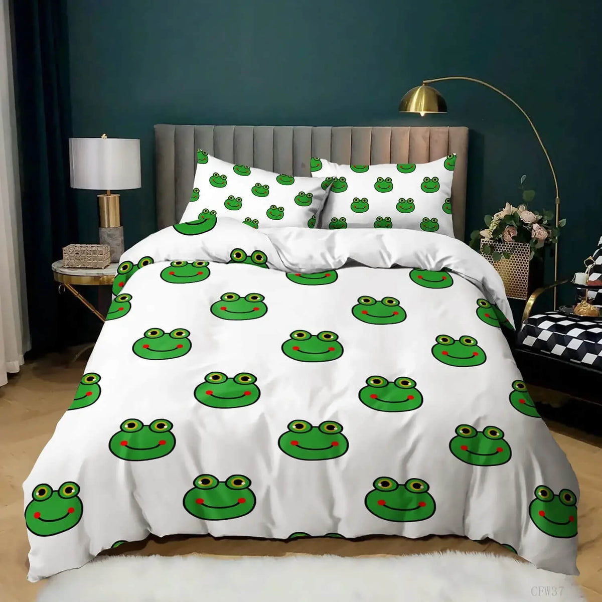 Kids frog cartoon bedding set