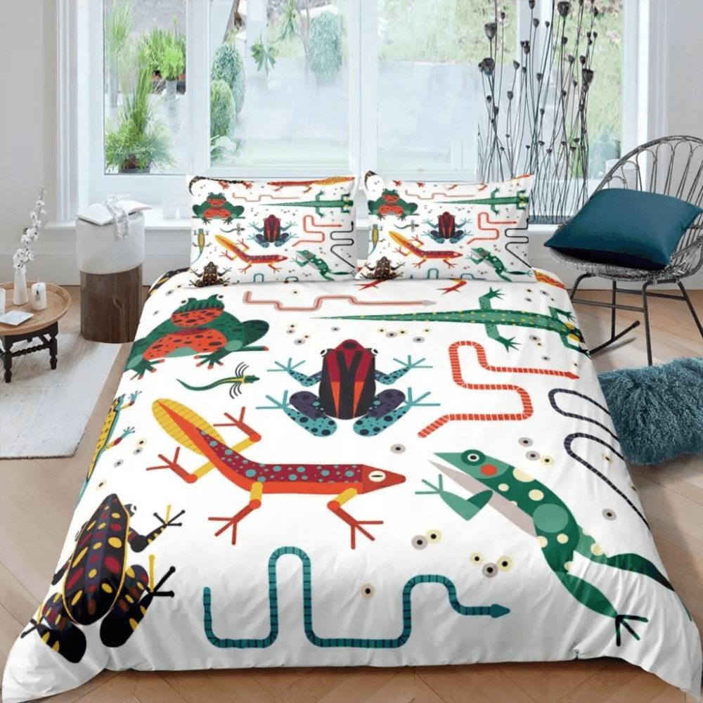 frog lizard snake bedding set