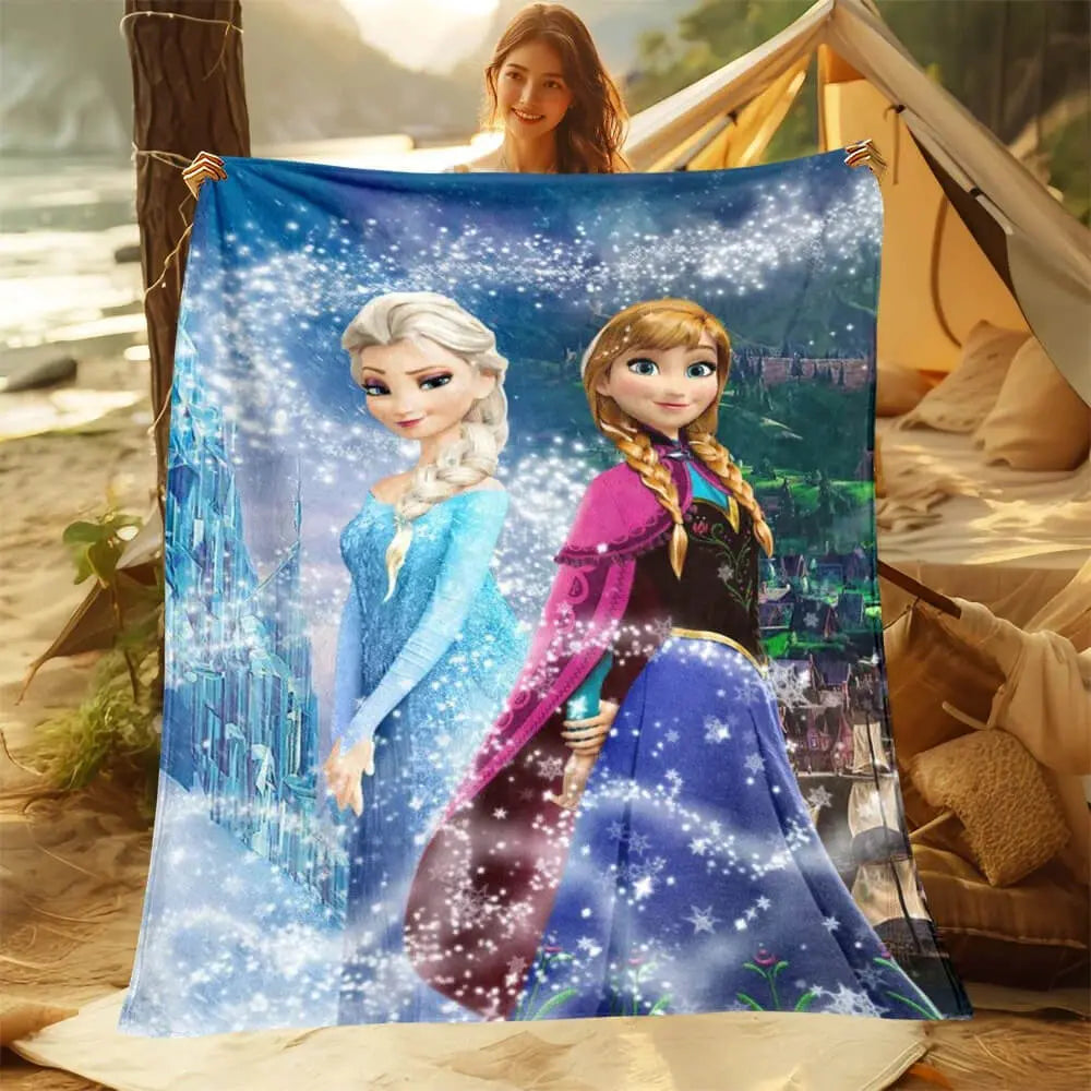 Frozen Princess Elsa &amp; Anna Throw Blanket