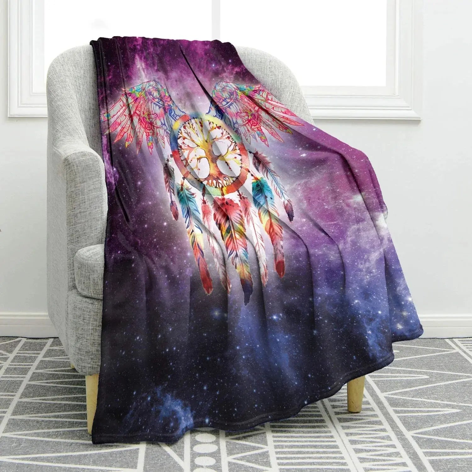 Galaxy Dream Catcher Throw Blanket My Store