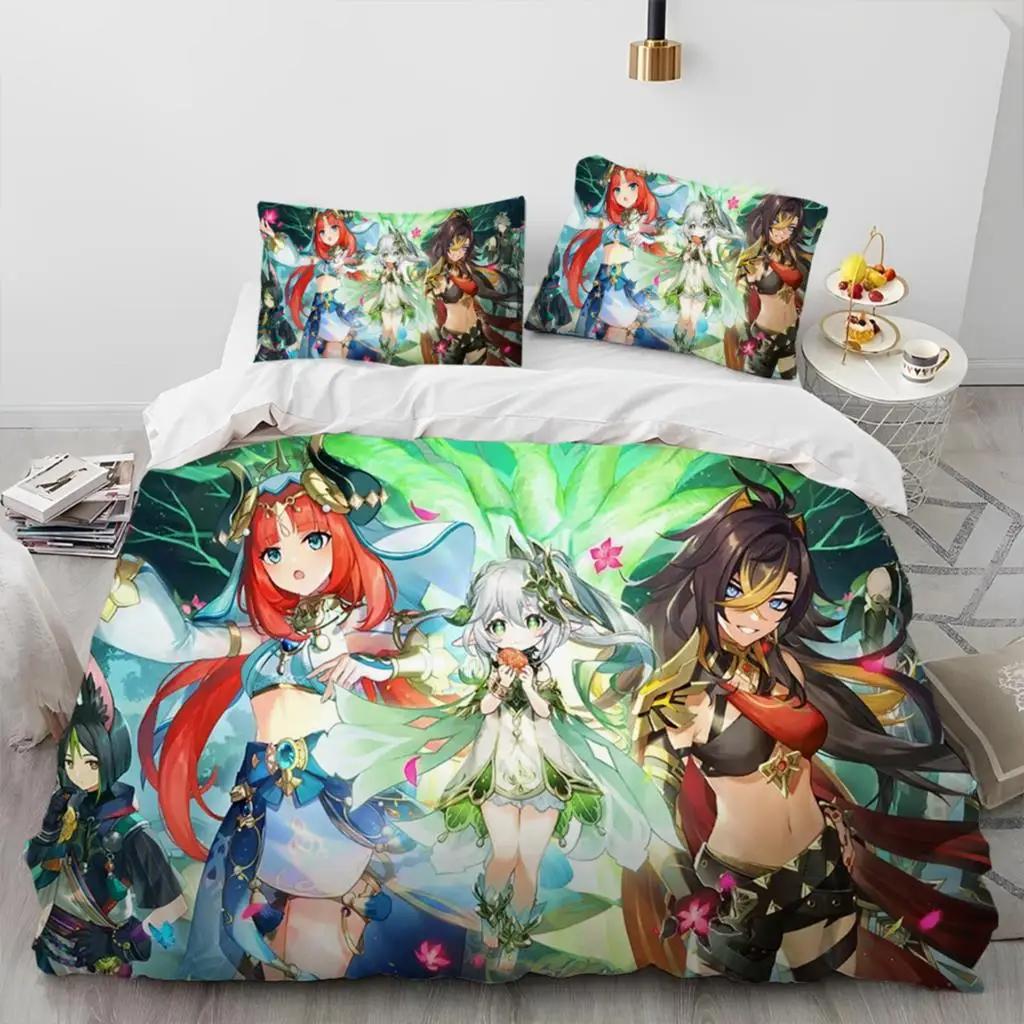 Tartaglia, Ganyu & Hu Tao Genshin Impact anime bedding set 