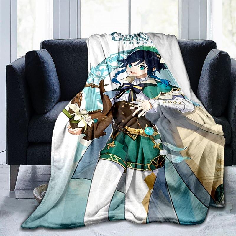 Cartoon Genshin Impact blanket for sofa and bed